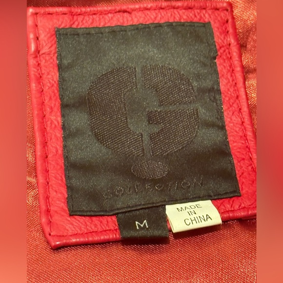 G COLLECTION women Classic vintage red Leather motorcycle Jacket Sleek Design/M - Picture 16 of 16